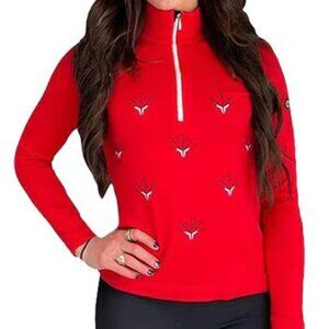 NWT Newland Sweater Womens 1/4 Zip Ski Wool Blend Made In Italy Red Size S